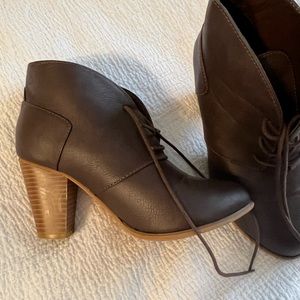 Brown lace-up booties